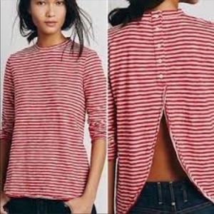 Free People mock, mod, stripes top, size small